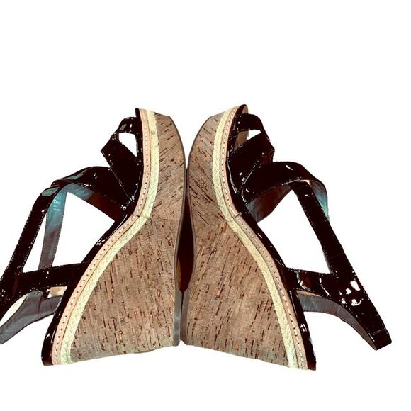 Vince camuto Rina patent leather shoe sandal  wedges size 7.5 by measurements - Picture 6 of 12